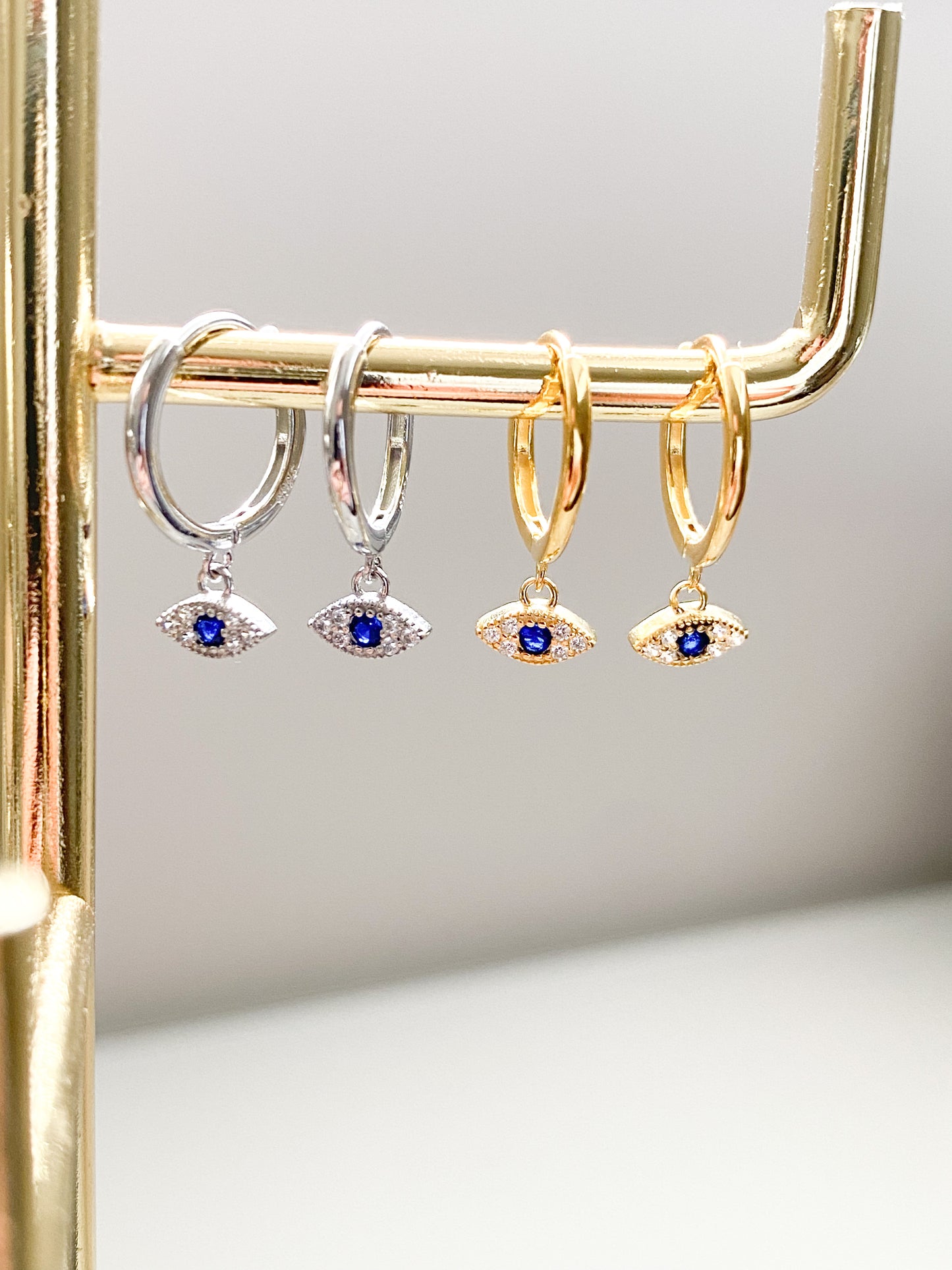 Sapphire Blue Evil Eye Earrings